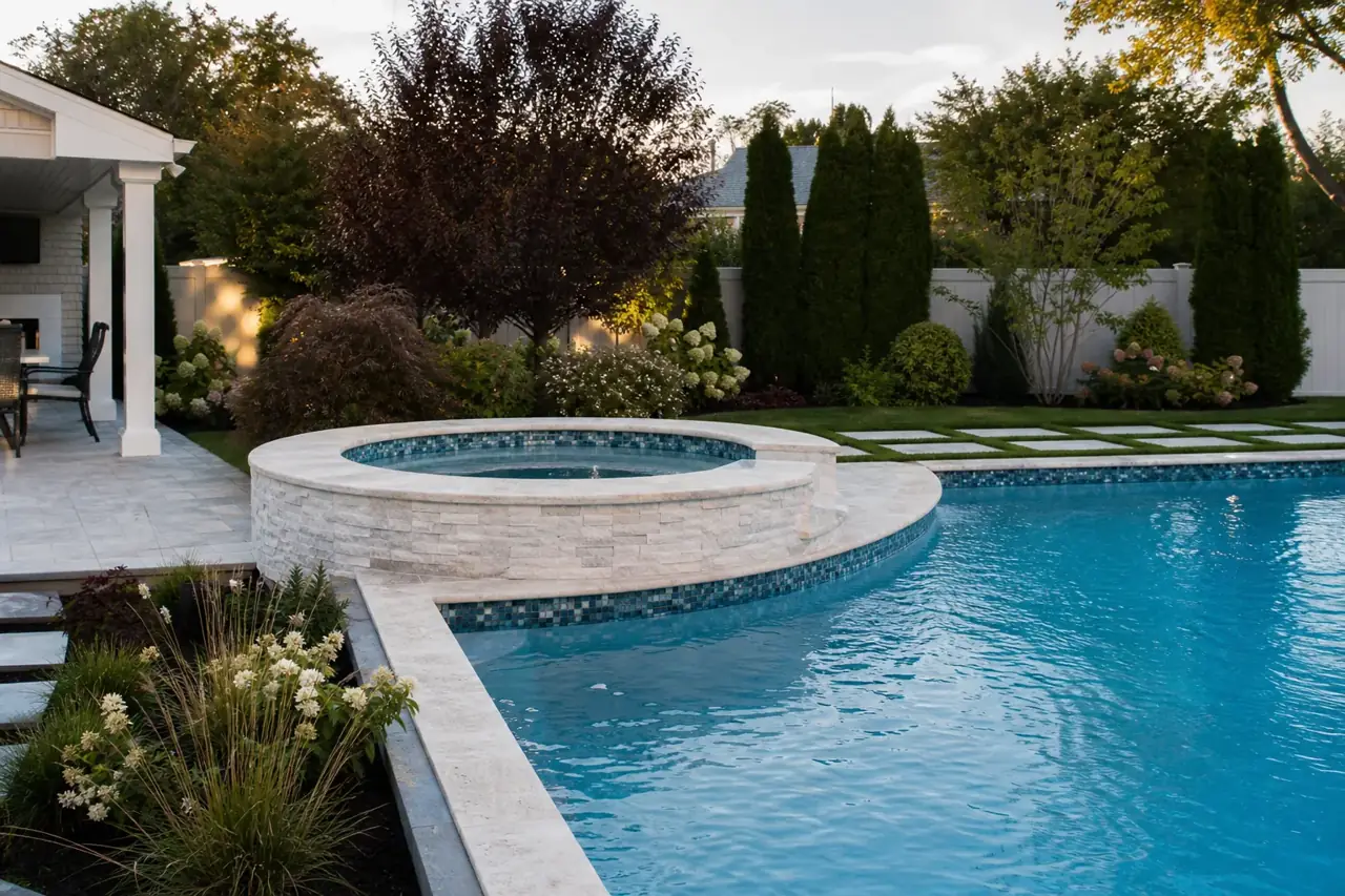 Renovated pool with new tile and coping